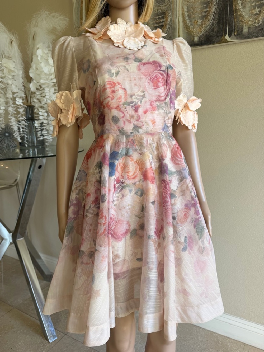 Floral Pastel Fit-and-Flare Dress